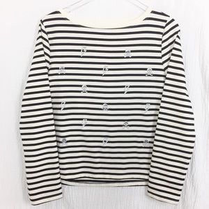 NEW NWT Betsey Johnson stripe skull lightning top